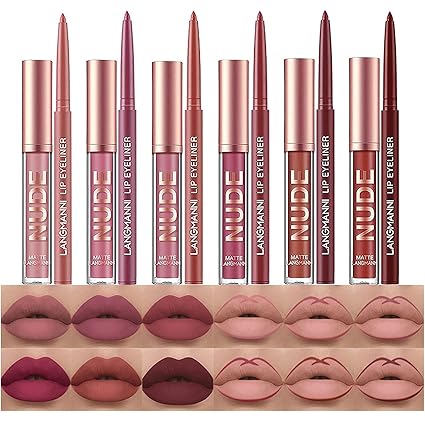 BestLand 12Pcs Matte Liquid Lipstick + Lip Liner Pens